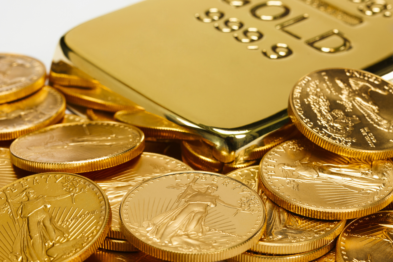 Gold Bullion Ingot and Coins